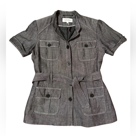 Calvin Klein Jackets & Blazers - Calvin Klein Womens Denim Blouse Size 6 with Belt Strap
